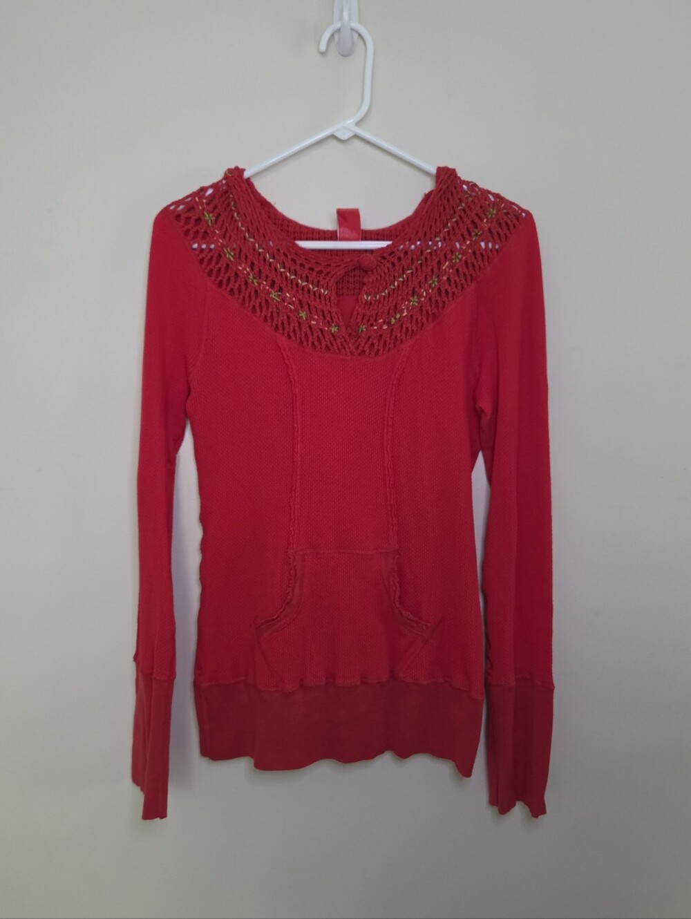 Women's Free People Red Hooded Top Sz Large